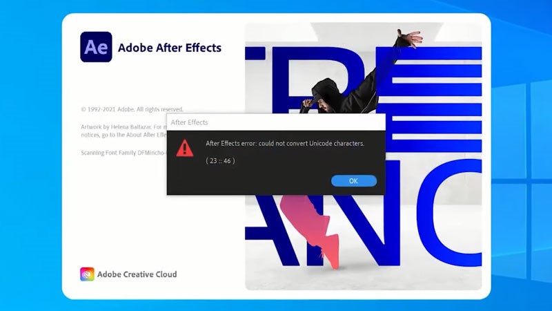 Lỗi xuất hiện khi khởi động After Effects