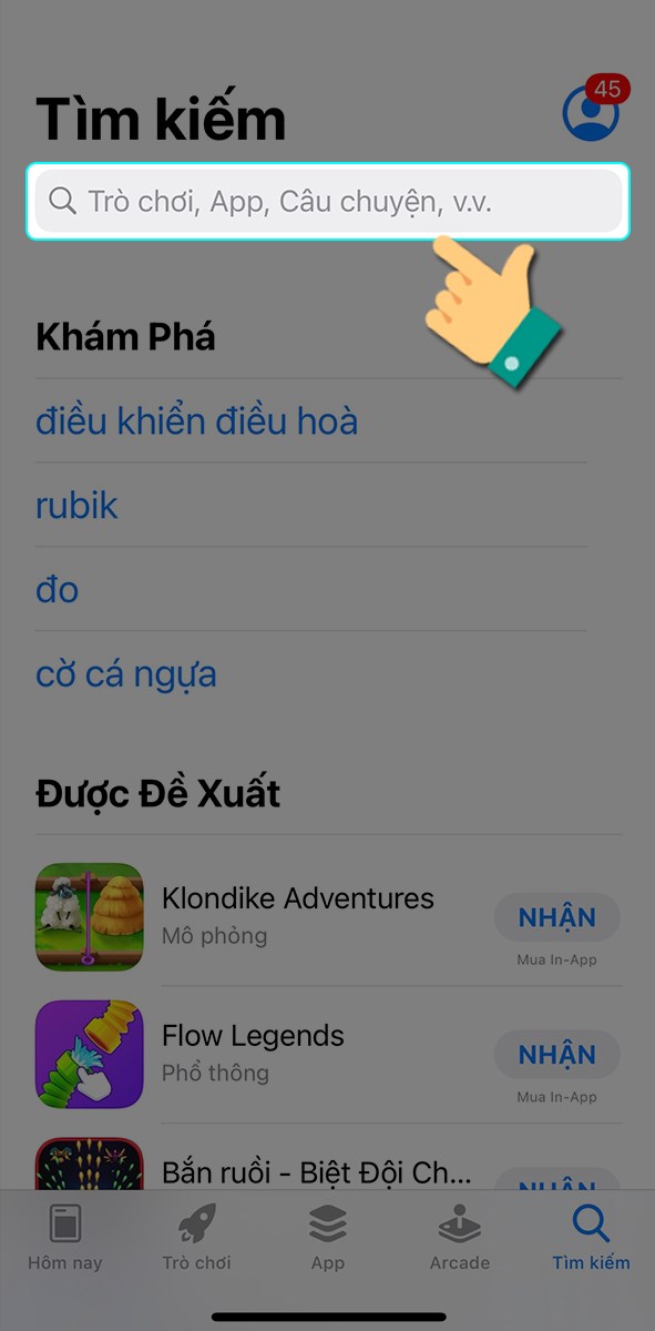 Nhấn v&agrave;o thanh t&igrave;m kiếm