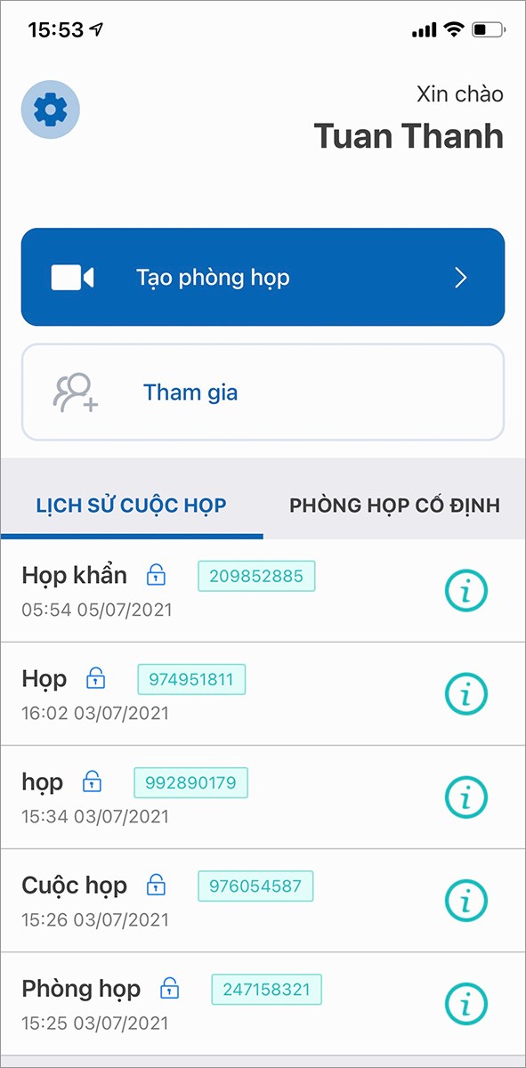 Giao diện ứng dụng Mobifone Meeting