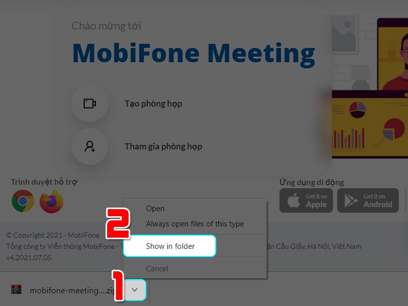 Mở file c&agrave;i đặt