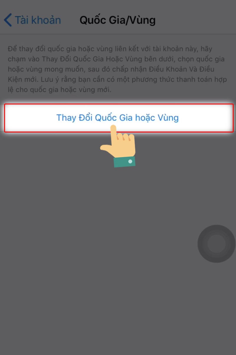 Chọn Thay đổi quốc gia hoặc vùng