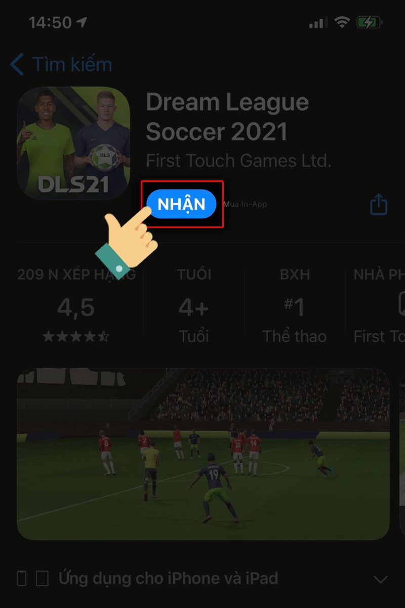 Tại thanh tìm kiếm nhập tên game Dream League Soccer 2021