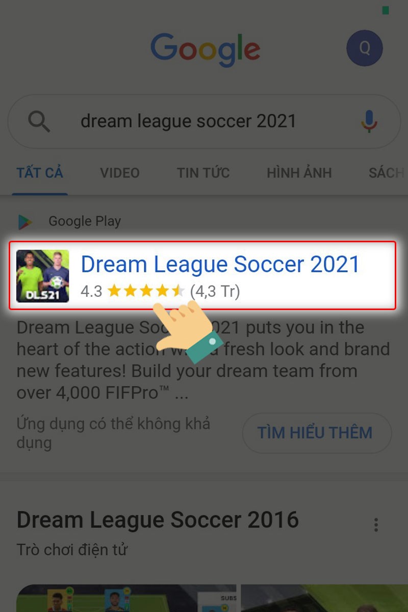 Chọn game tại cửa hàng Google Play được hiển thị