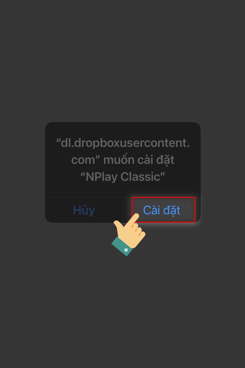 Đầu tiên bạn bấm vào Tải game NPLAY cho iPhone và chọn Cài đặt