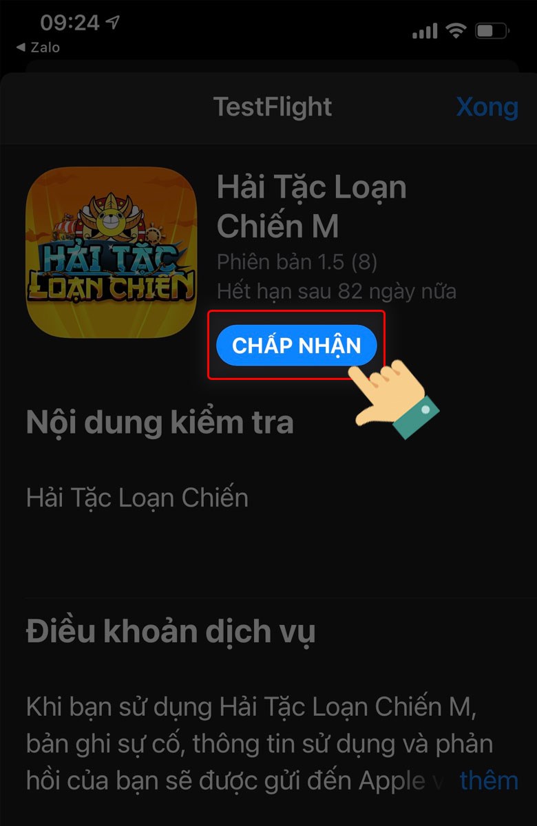 Chọn Chấp nhận