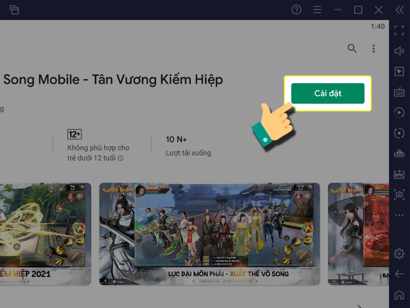 Nhấn C&agrave;i đặt 