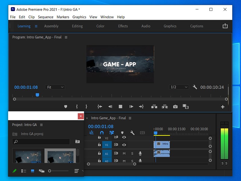Giao diện của phần mềm Adobe Premiere Pro