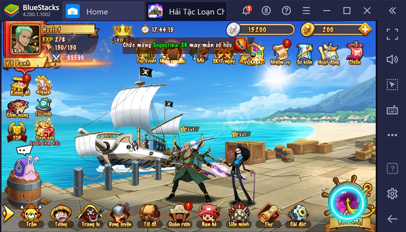 Giao diện chính của game Hải Tặc Loạn chiến trên máy tính