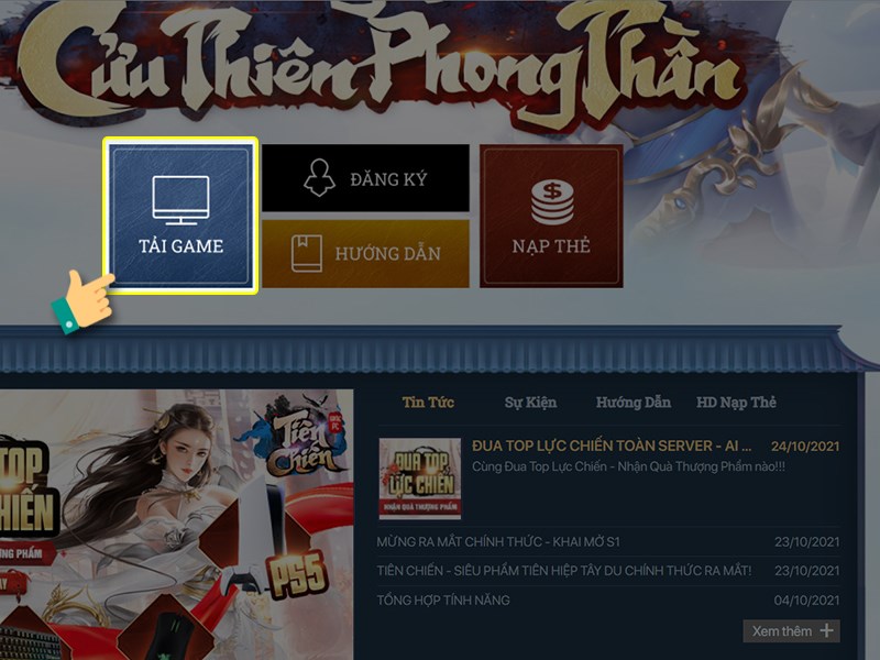 Chọn v&agrave;o tải game