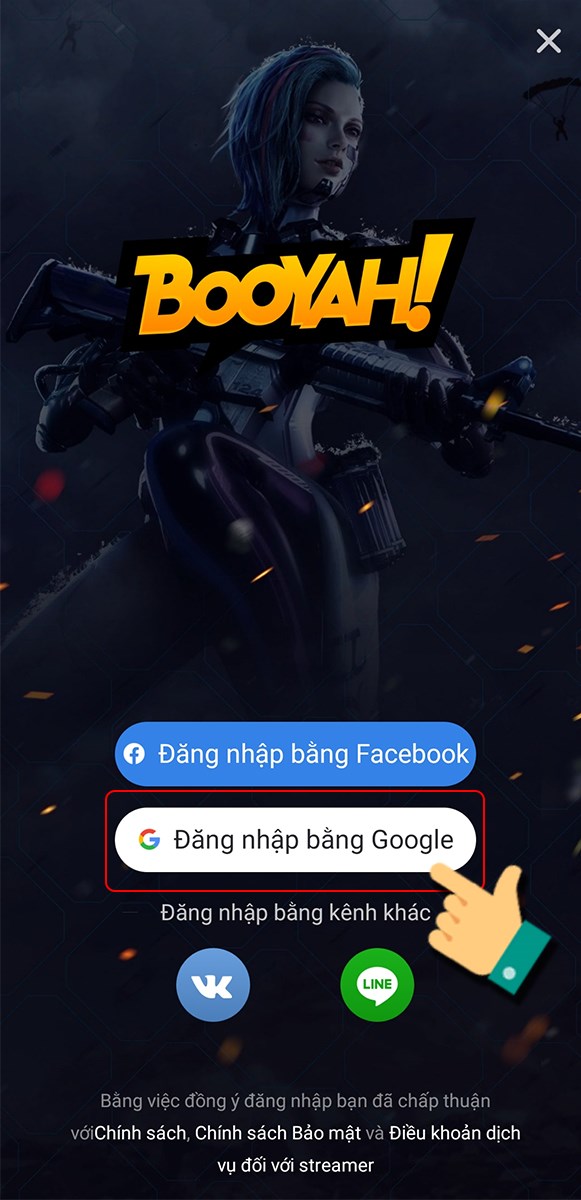 Đăng nhập bằng tài khoản Facebook hoặc Google 