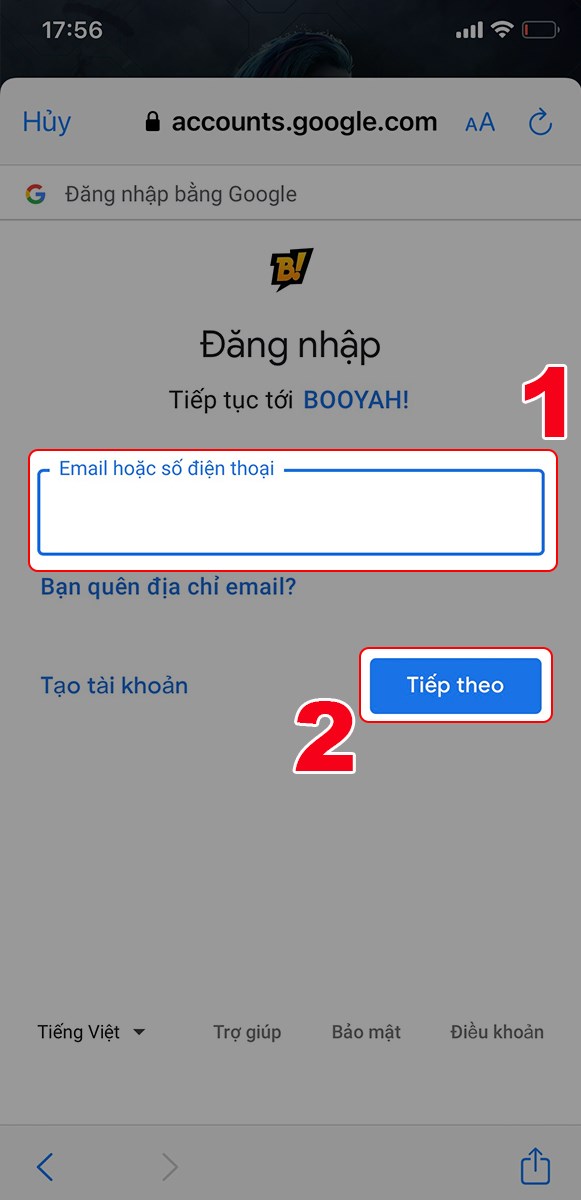 Nhập tên đăng nhập