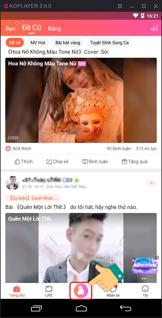 Nhấn vào biểu tượng ghi âm Nhấn vào biểu tượng ghi âm