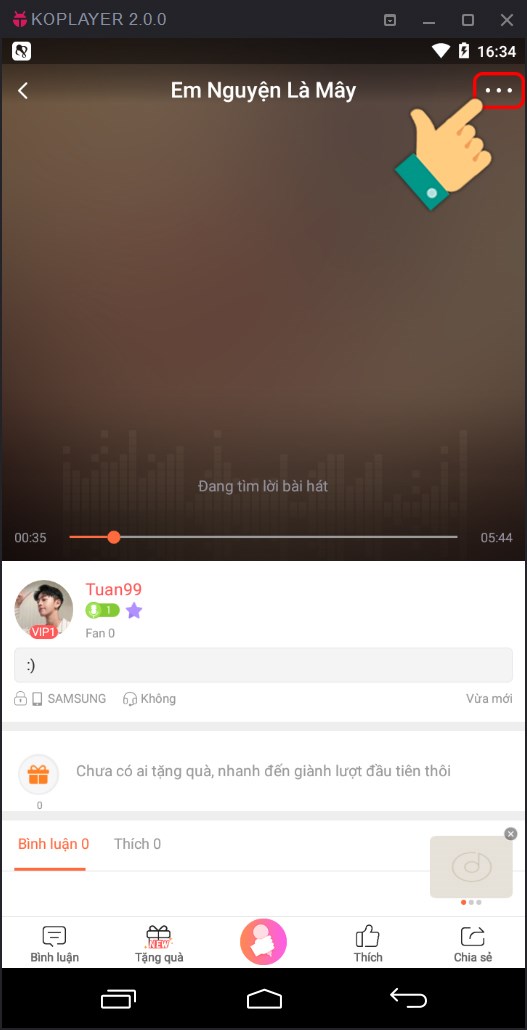 Nhấn vào biểu tượng ba chấm Nhấn vào biểu tượng ba chấm