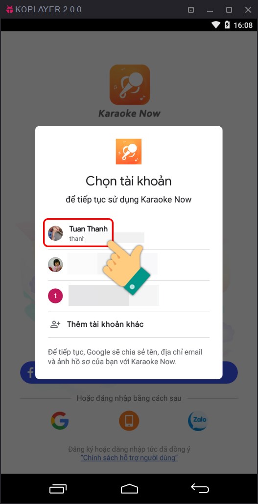 Chọn tài khoản Google của bạn Chọn tài khoản Google của bạn