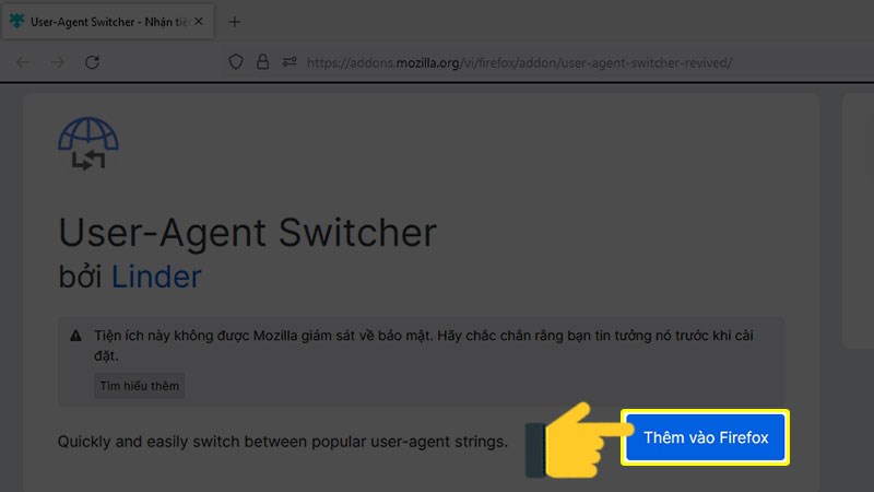 Cài đặt User-Agent Switcher