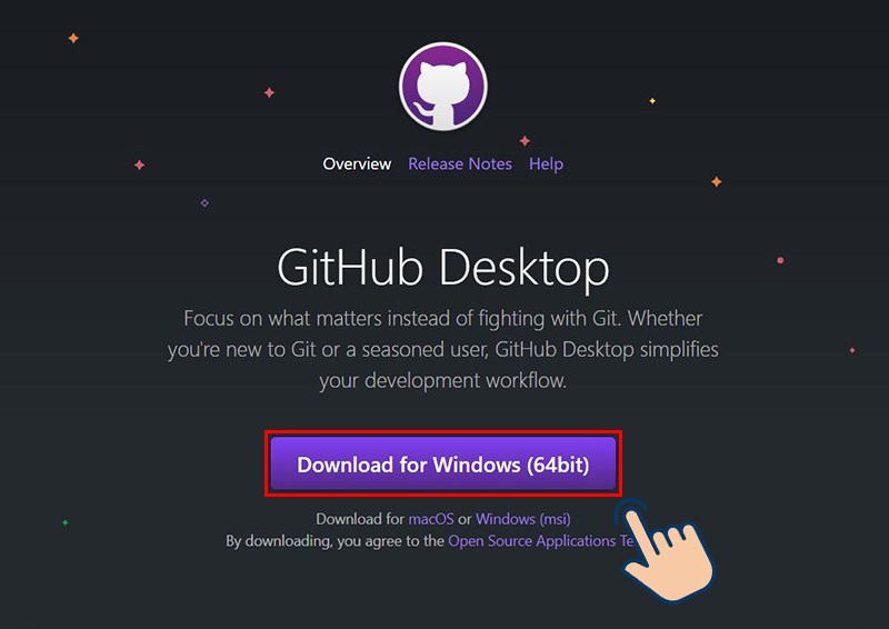 Vào trang web tải Github và họn Dowload for Windows (64Bit). Vào trang web tải Github và họn Dowload for Windows (64Bit).