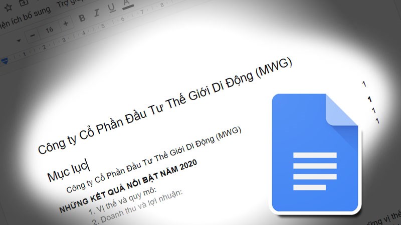 Tạo và cập nhật mục lục trong Google Docs 