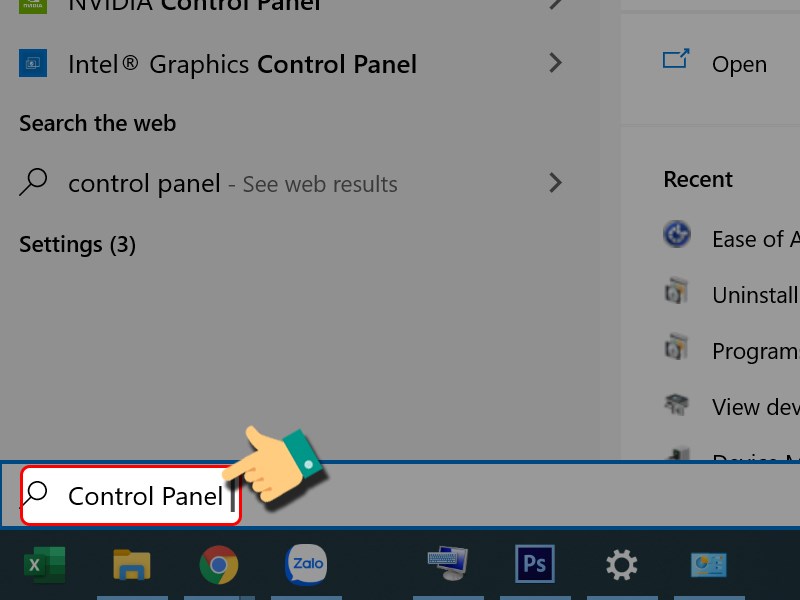 Nhấn vào Control Panel Nhấn vào Control Panel