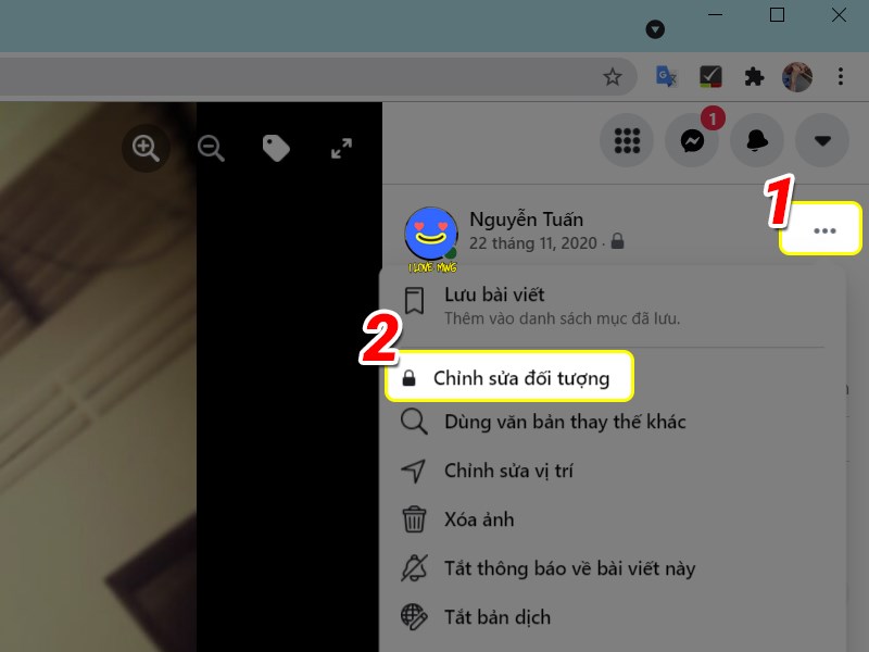 Chọn chỉnh sửa ảnh đại diện