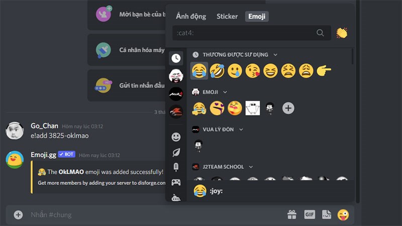 Các emoji đã sẵn sàng