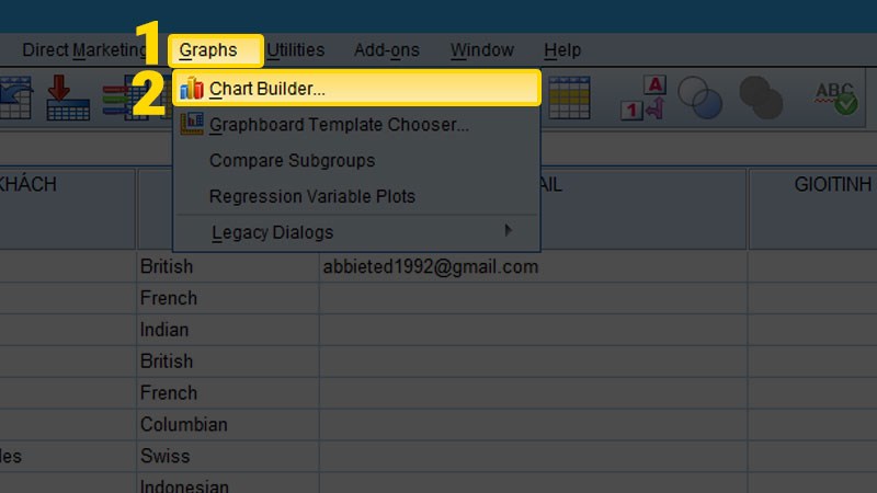 Chọn Chart Builder