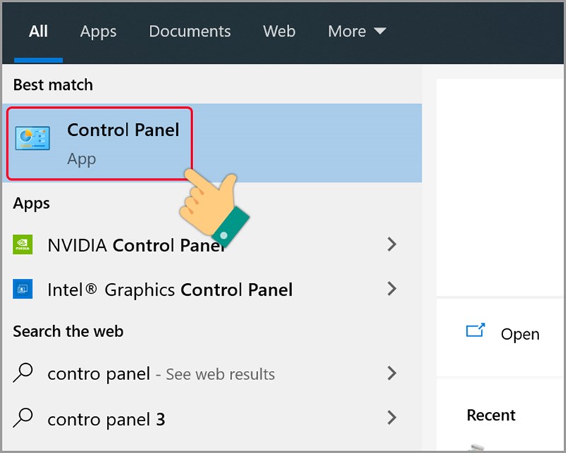 Nhấn vào Control Panel