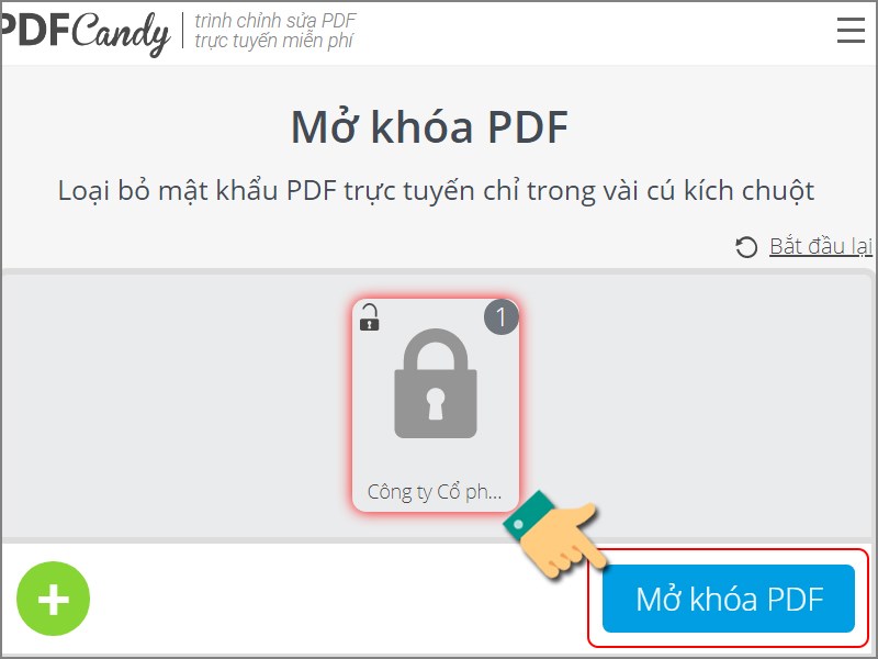 Chọn Mở khóa PDF