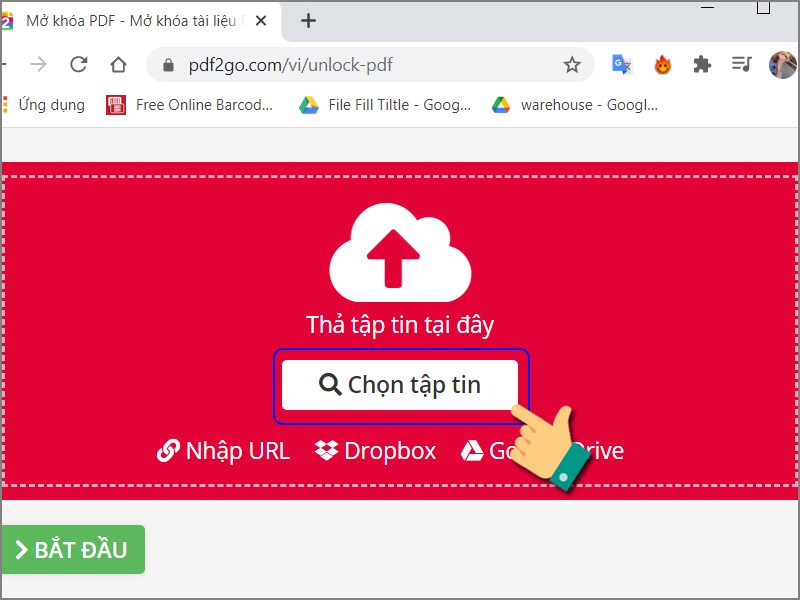 Nhấn vào Chọn tập tin