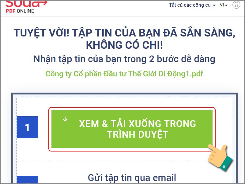 Tải file PDF  sau khi xóa mật khẩu