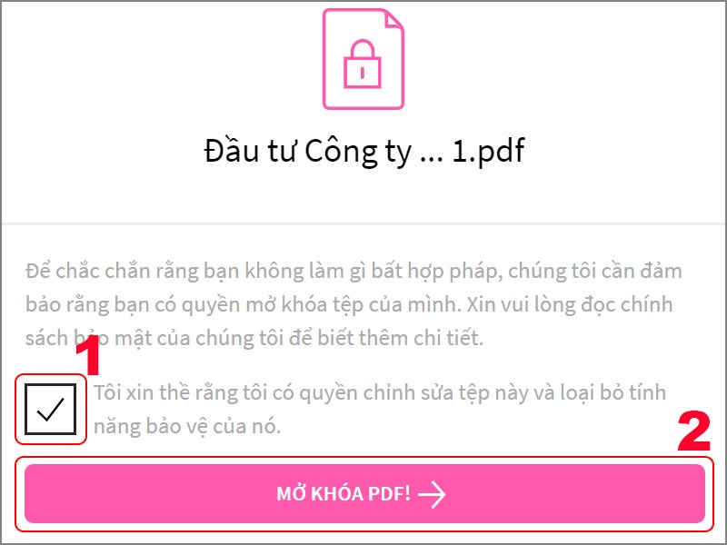 Xác nhận thao tác không bất hợp pháp