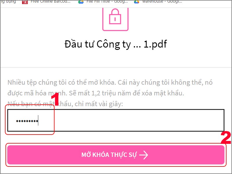 Nhập mật khẩu của file PDF