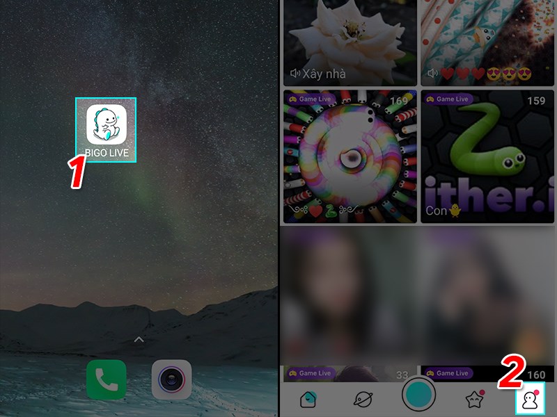 Truy cập vào ứng dụng Bigo Live