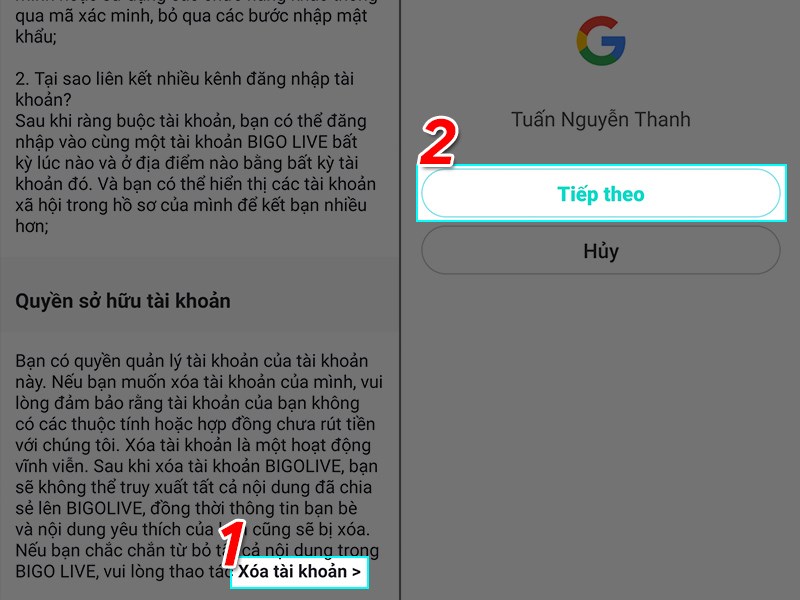 Xác nhận Xóa tài khoản