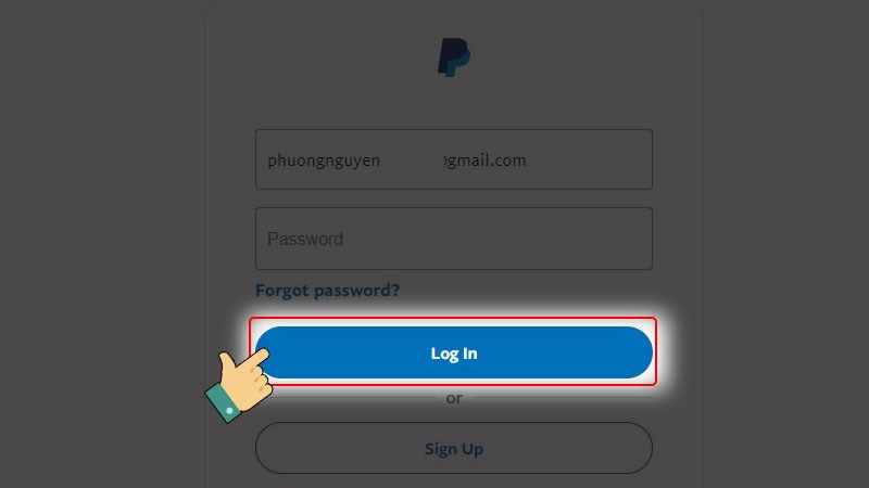Nhấn Log In để vào tài khoản