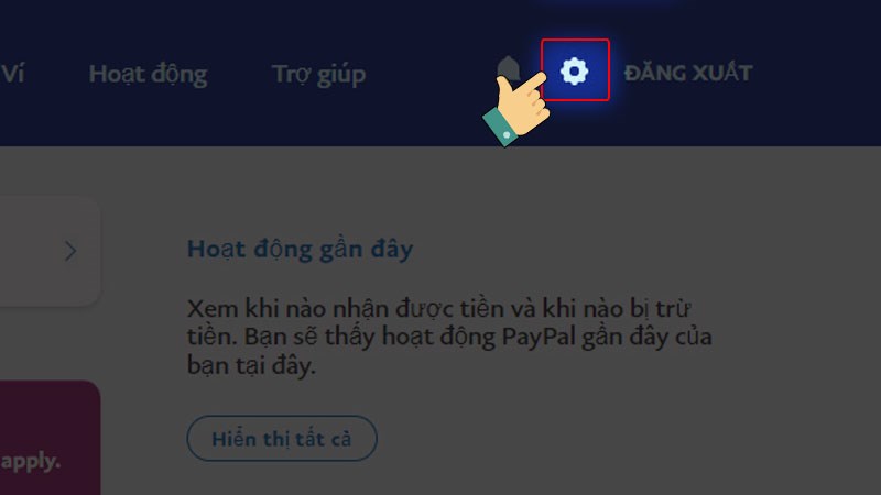 Nhấn vào Biểu tượng bánh răng cưa