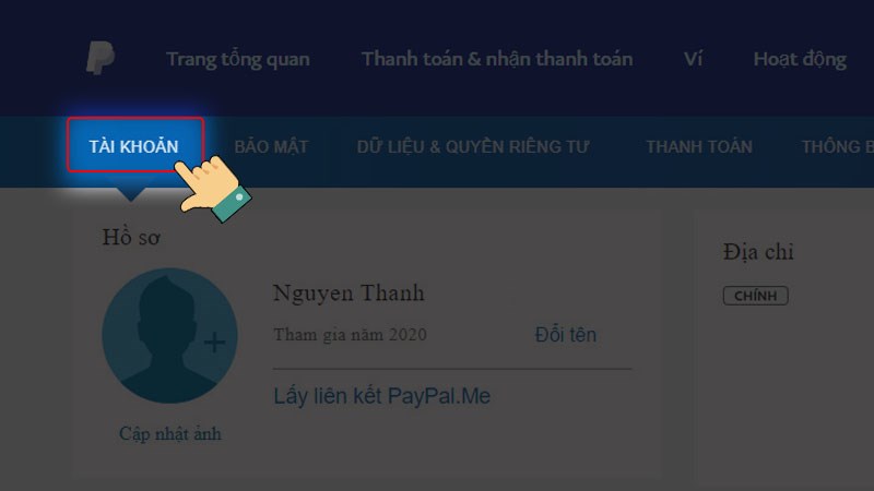  Chọn mục Tài khoản