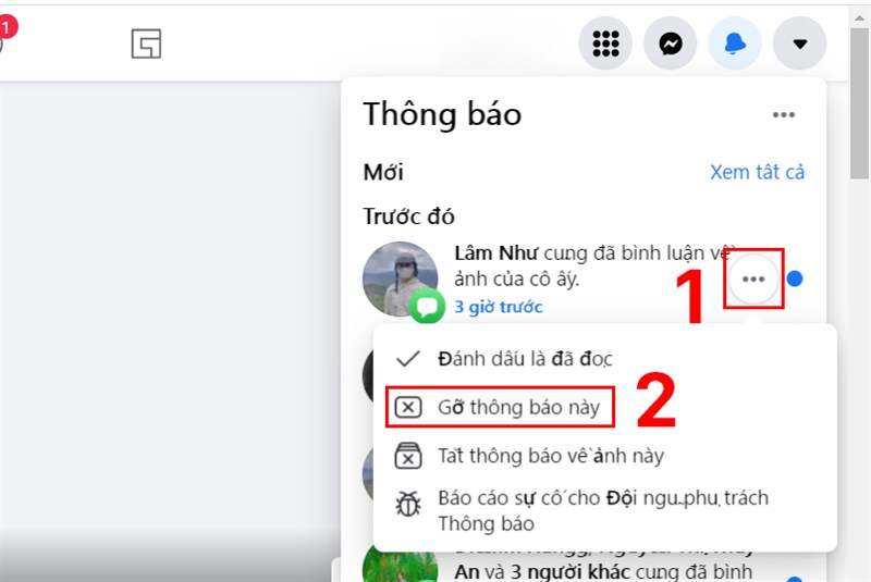  Chọn biểu tượng dấu ba chấm trên mỗi thông báo và chọn Gỡ thông báo này