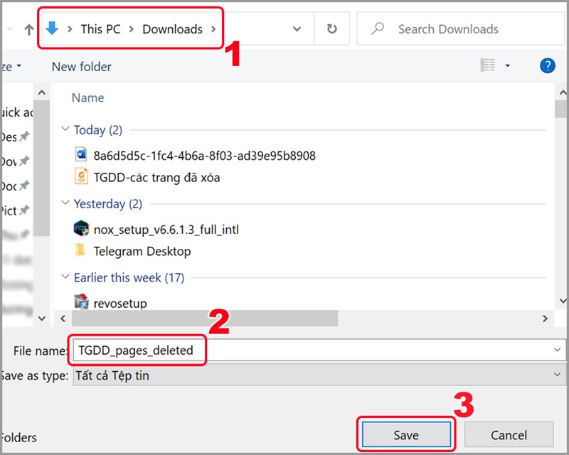 Lưu file PDF sau khi xóa trang thành công