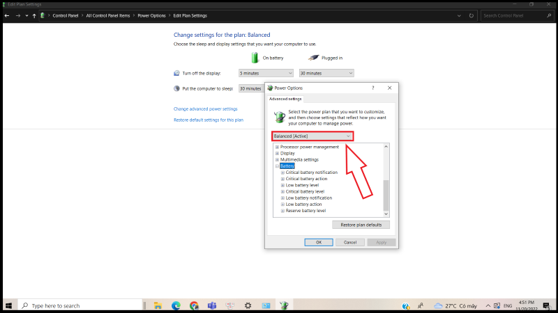 Nhấn v&agrave;o bảng thả xuống đầu ti&ecirc;n