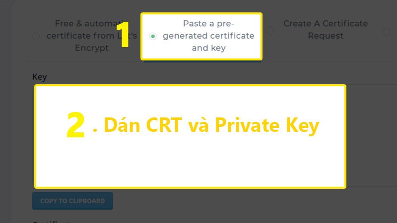 Dán CRT + Private Key vào ô Key