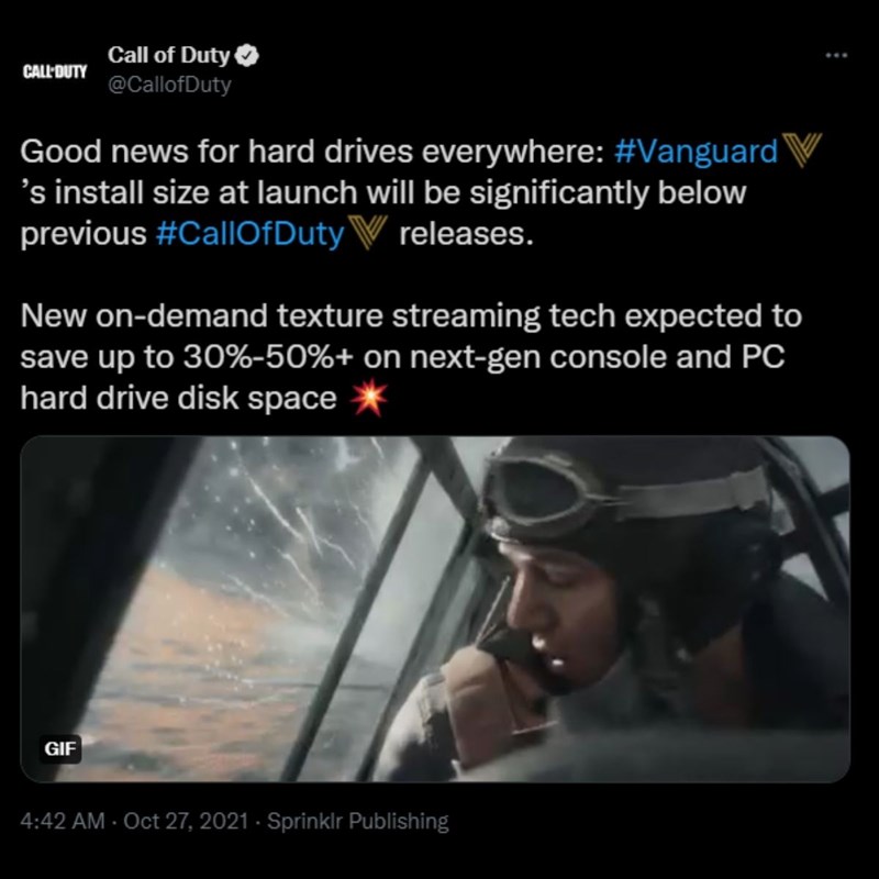 Thông báo chính thức trên twitter của Call Of Duty