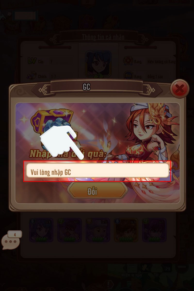 Bạn nhập code v&agrave;o &ocirc; b&ecirc;n dưới