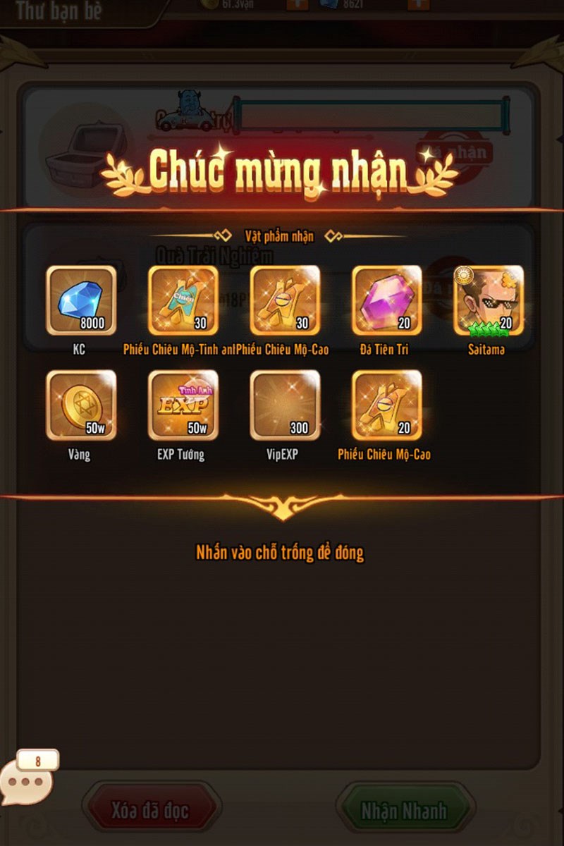 Hệ thống th&ocirc;ng b&aacute;o nhận thưởng th&agrave;nh c&ocirc;ng