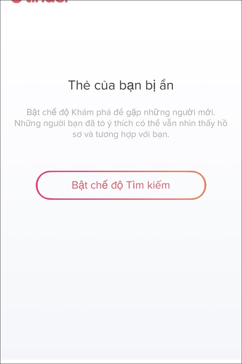 Tài khoản Tinder đã bị ẩn