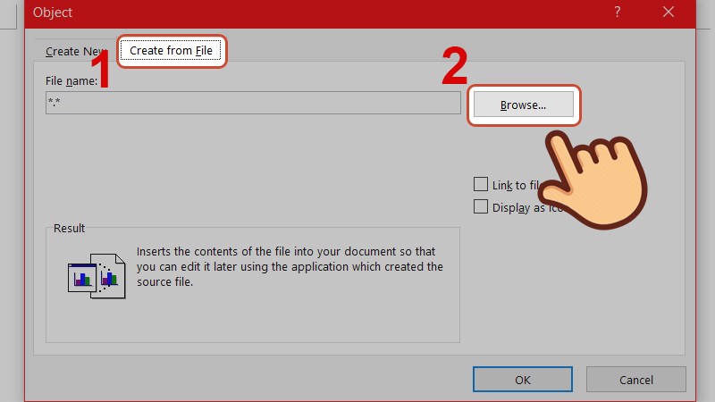 Chọn tab Create from File và chọn Browse…