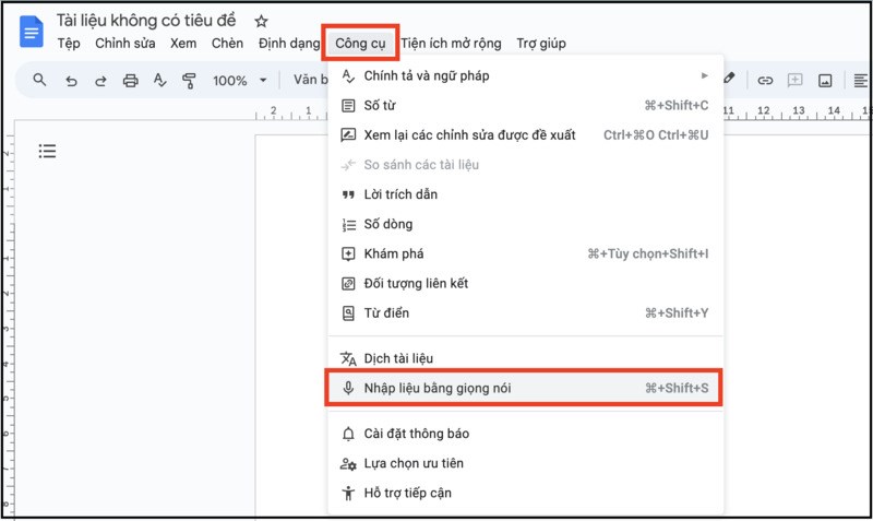 Chọn nhập liệu bằng giọng n&oacute;i
