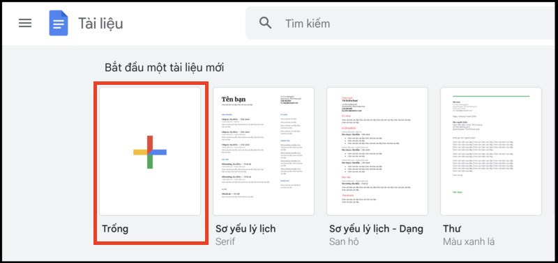 Chọn v&agrave;o mục Trống