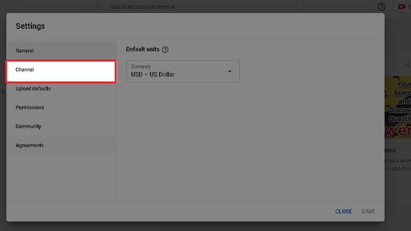 Nhấn v&agrave;o mục K&ecirc;nh/Channel