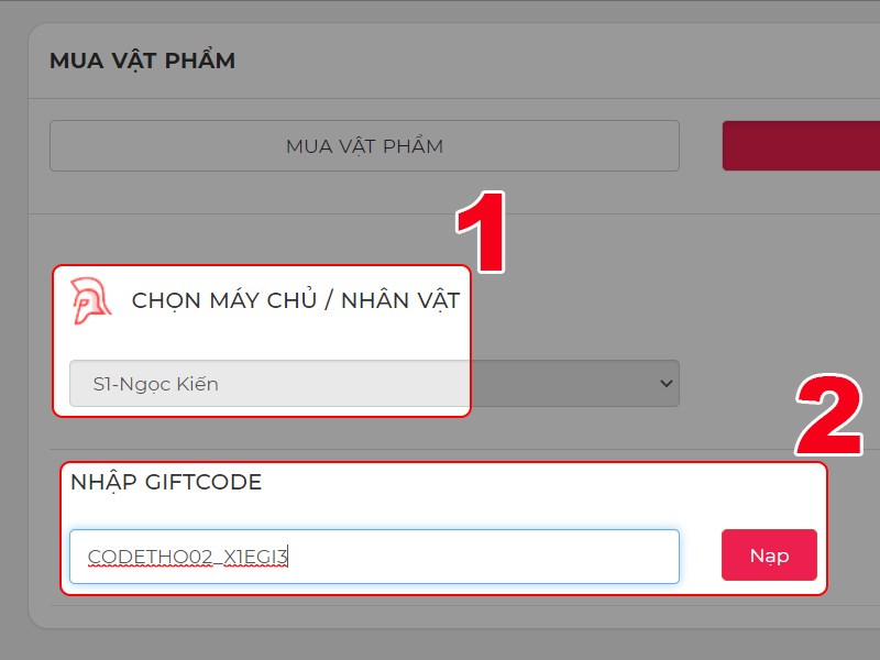 Nhập code bạn c&oacute;