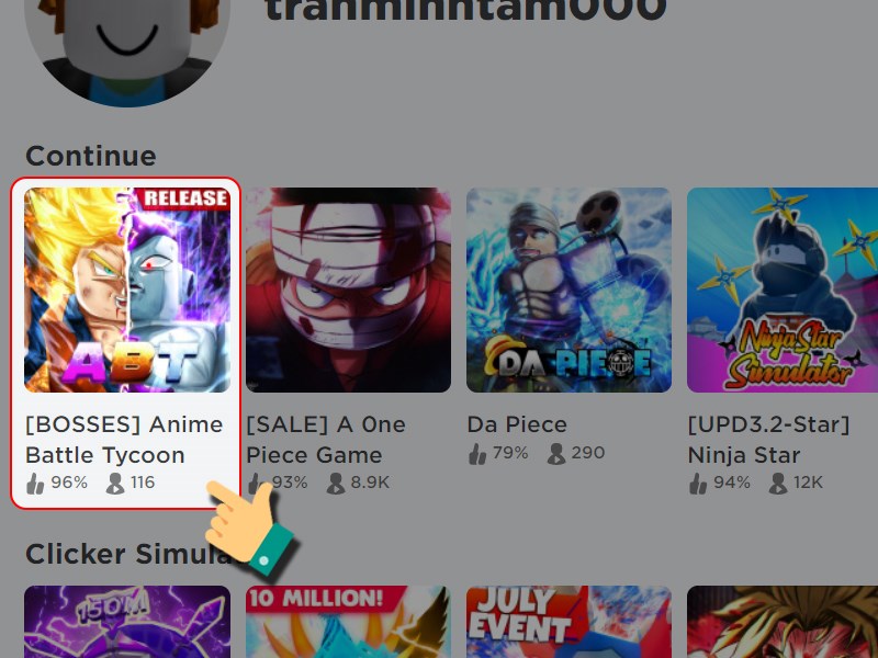 Mở game Anime Battle Tycoon trên Roblox